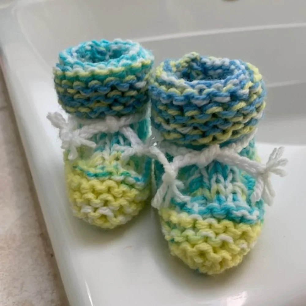 Hand knit baby booties
